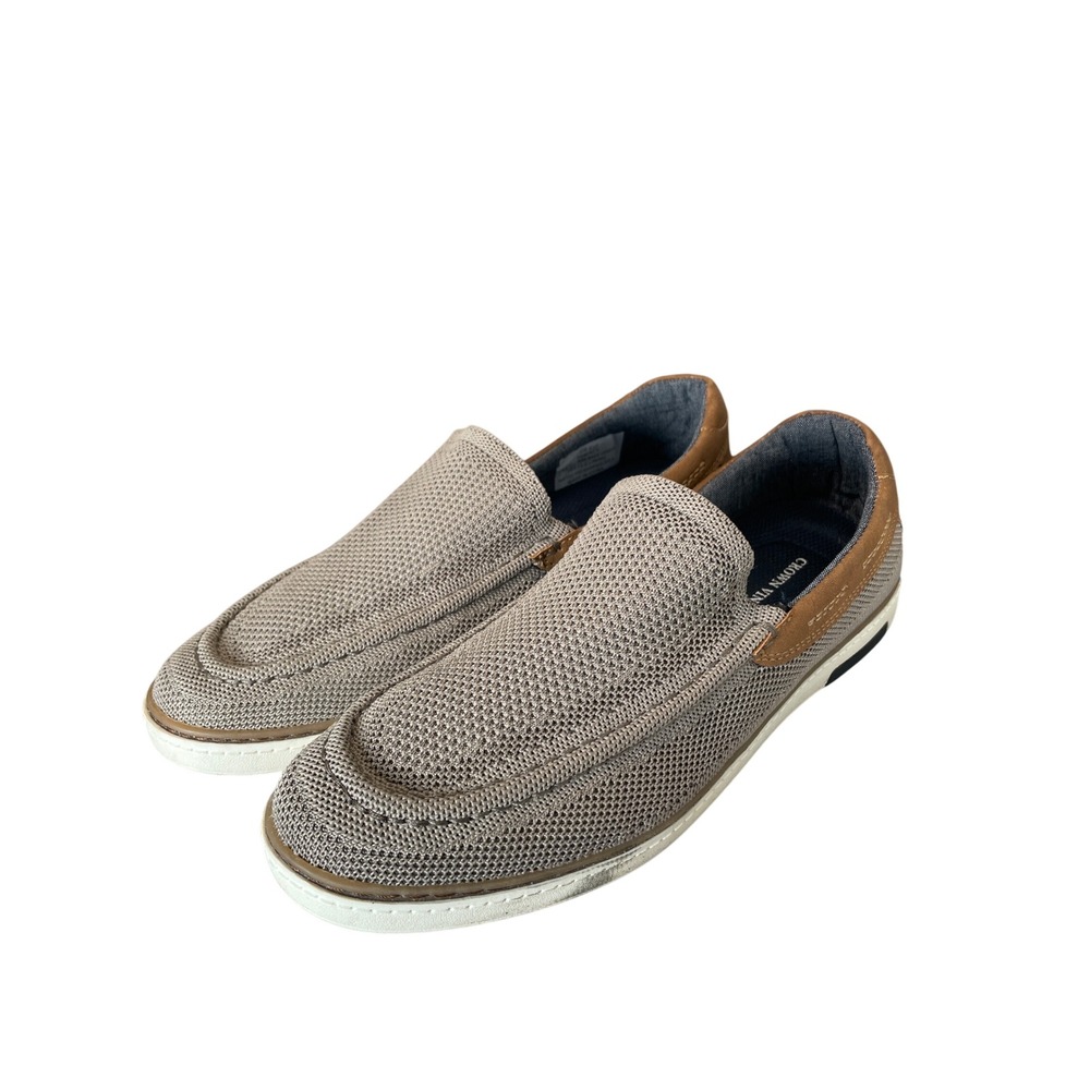Crown Vintage Eiji Mens Taupe Knit Slip On Loafers Size 9.5M CR-EIJI